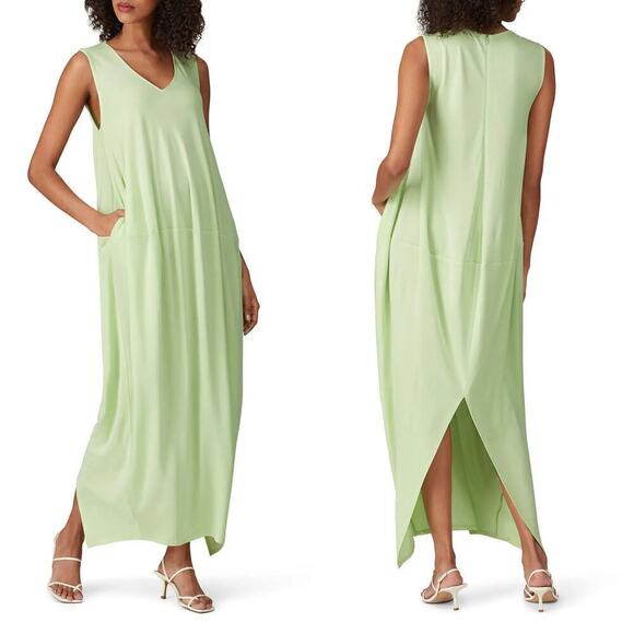 Rosetta Getty Balloon Dress Relaxed Sleeveless V-Neck Shift Maxi Green Size XS - Picture 1 of 12